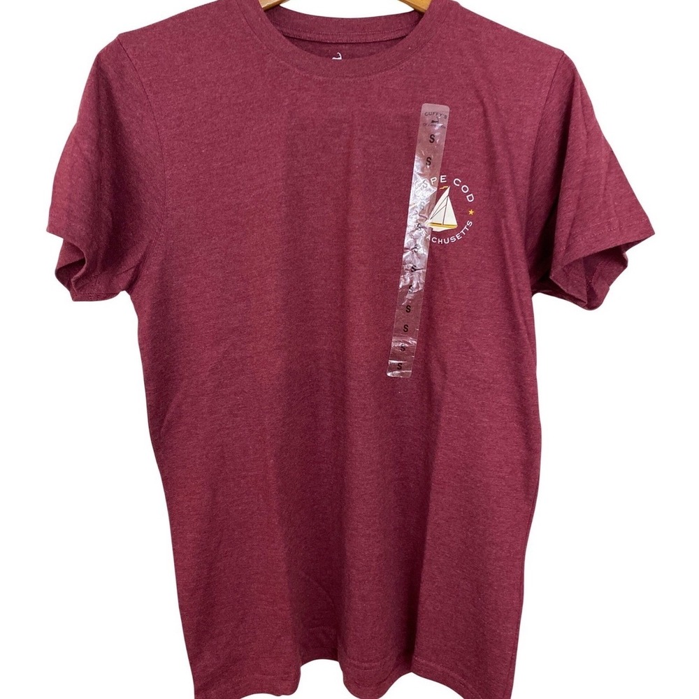 Cuffy's T-Shirt‎ Mens Small Burgundy Cape Cod Sailboat Graphic Tee Massachusetts